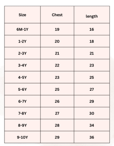 Product Size Chart